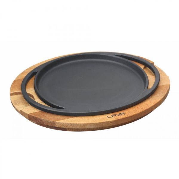 Lava Ahşap Altlıklı Döküm Demir Yuvarlak Pizza / Krep / Pankek Tavası Çap (Ø) 20 Cm