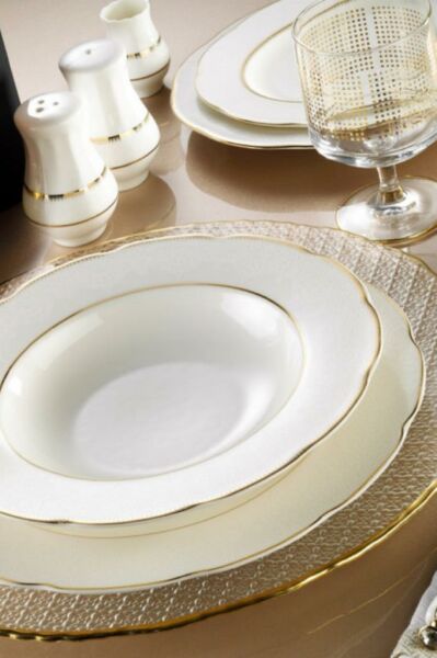 Kütahya Porselen 30 Parça Bone Olympos 9825 Desenli Yemek Takımı