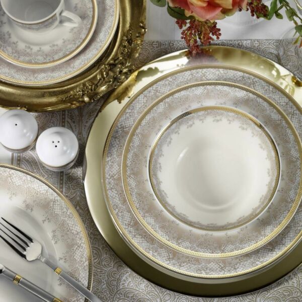 Kütahya Porselen Bone Kalipso 62 Parça 930621 Desenli Yemek Takımı