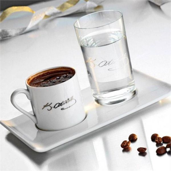 Kütahya Porselen Atatürk İmzalı Kahve Fincan Seti