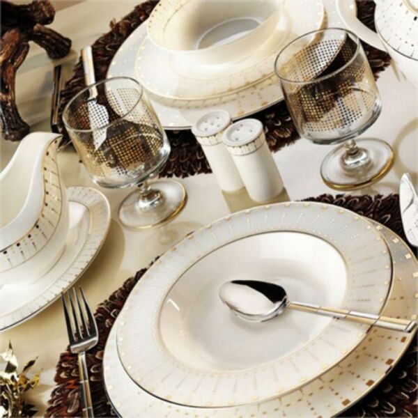 Kütahya Porselen Bone China 84 Parça 25135 Desenli Yemek Takımı