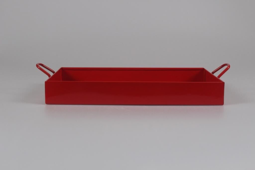 Galvaniz Tepsi Kulplu Kırmızı Renk 21.5 Cm
