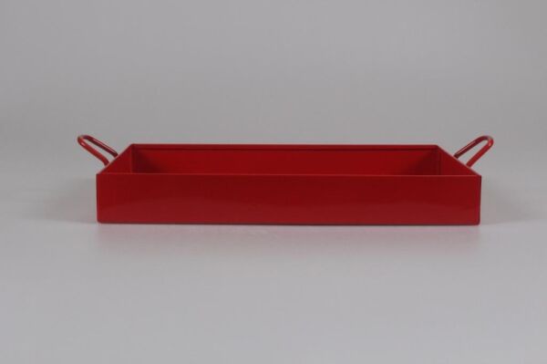 Galvaniz Tepsi Kulplu Kırmızı Renk 21.5 Cm
