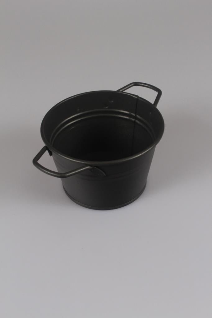 Galvaniz Yuvarlak Kova Kulplu Füme Renk 14 Cm