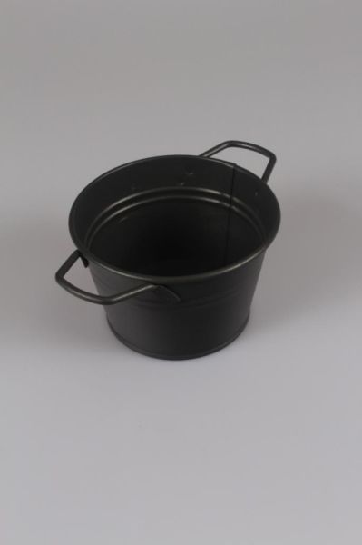 Galvaniz Yuvarlak Kova Kulplu Füme Renk 14 Cm