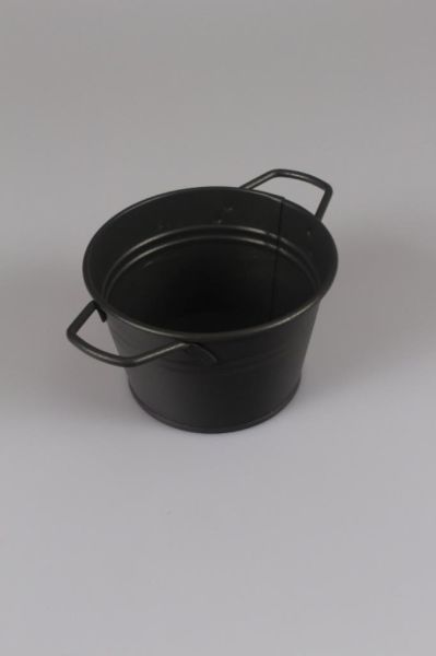 Galvaniz Yuvarlak Kova Kulplu Füme Renk 14 Cm