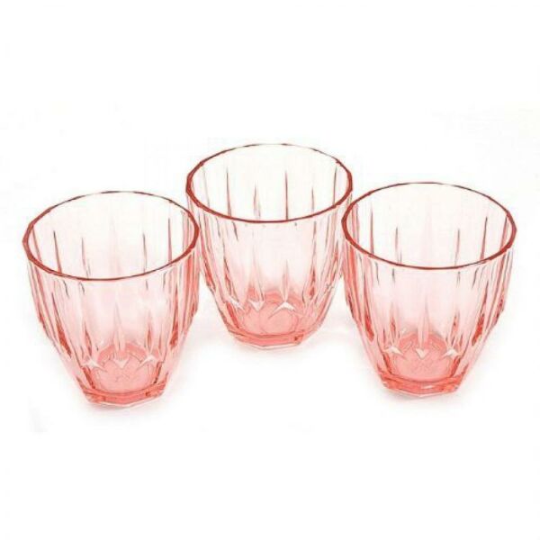 52988 Paşabahçe Bardak Diamond Pembe Renkli 3 lü