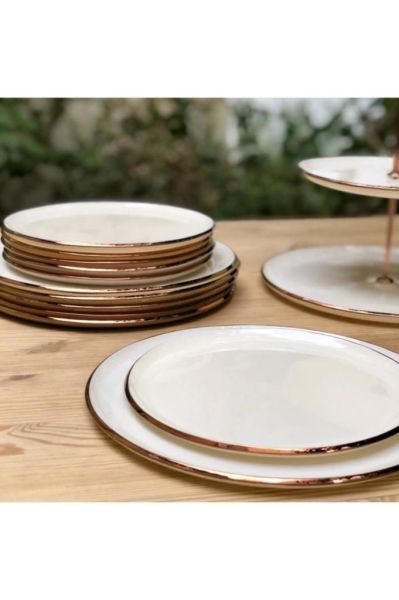 Glore Servis Tabağı Seti 6 lı Krem Rose Gold
