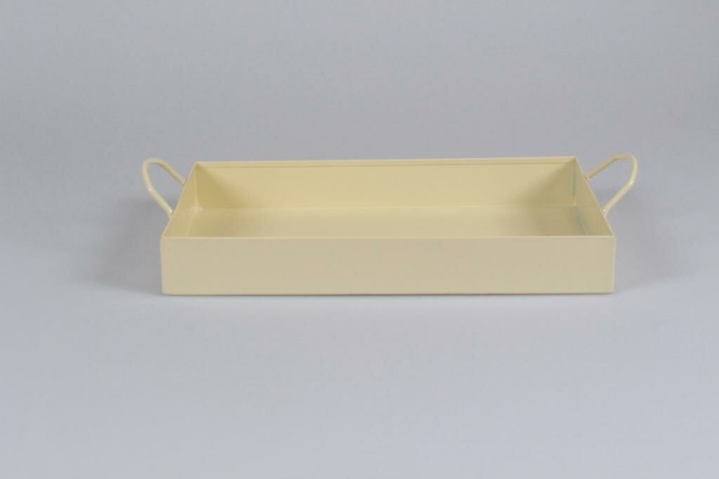 Galvaniz Tepsi Dikdörtgen Krem Renk 31 Cm