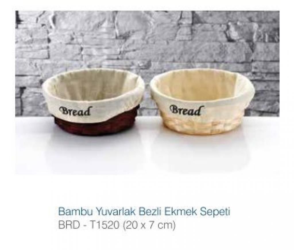 Biradlı Bambu Ekmek Sepeti Yuv Bezli 20*7 CM.