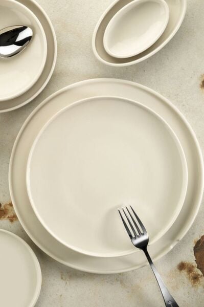 Kütahya Porselen Chef Taste Of 28 cm Düz Tabak Krem 6 lı