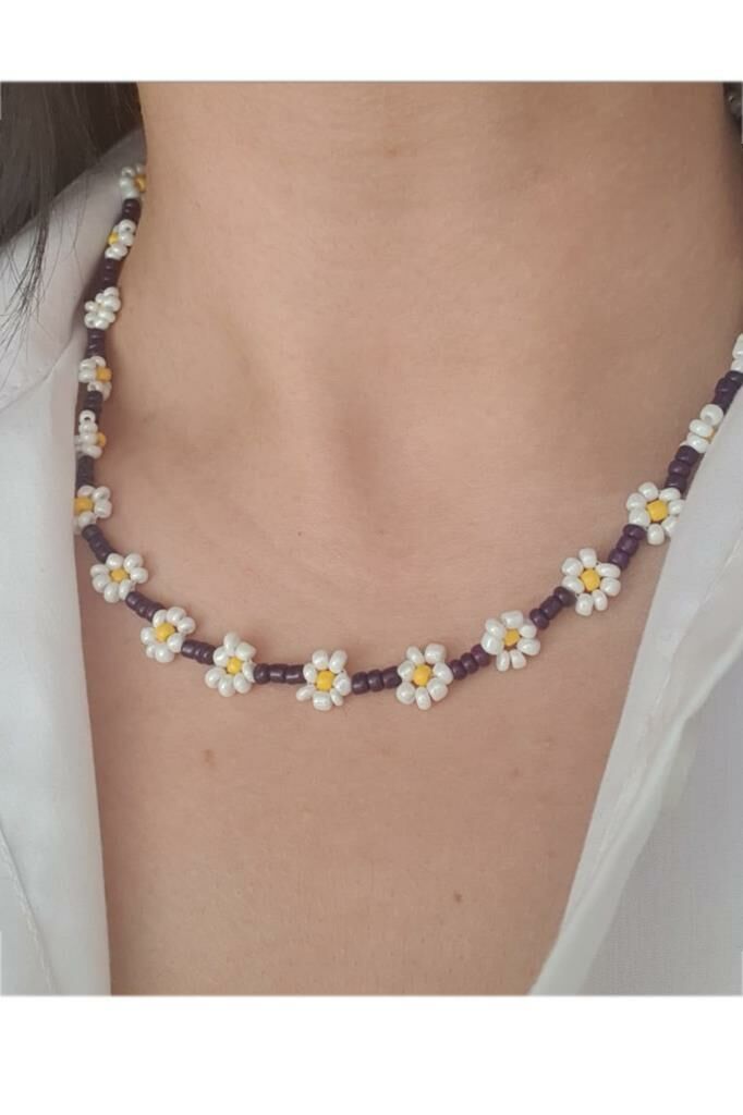 Zarias's Maisy Boncuk Papatya Kolye Mor