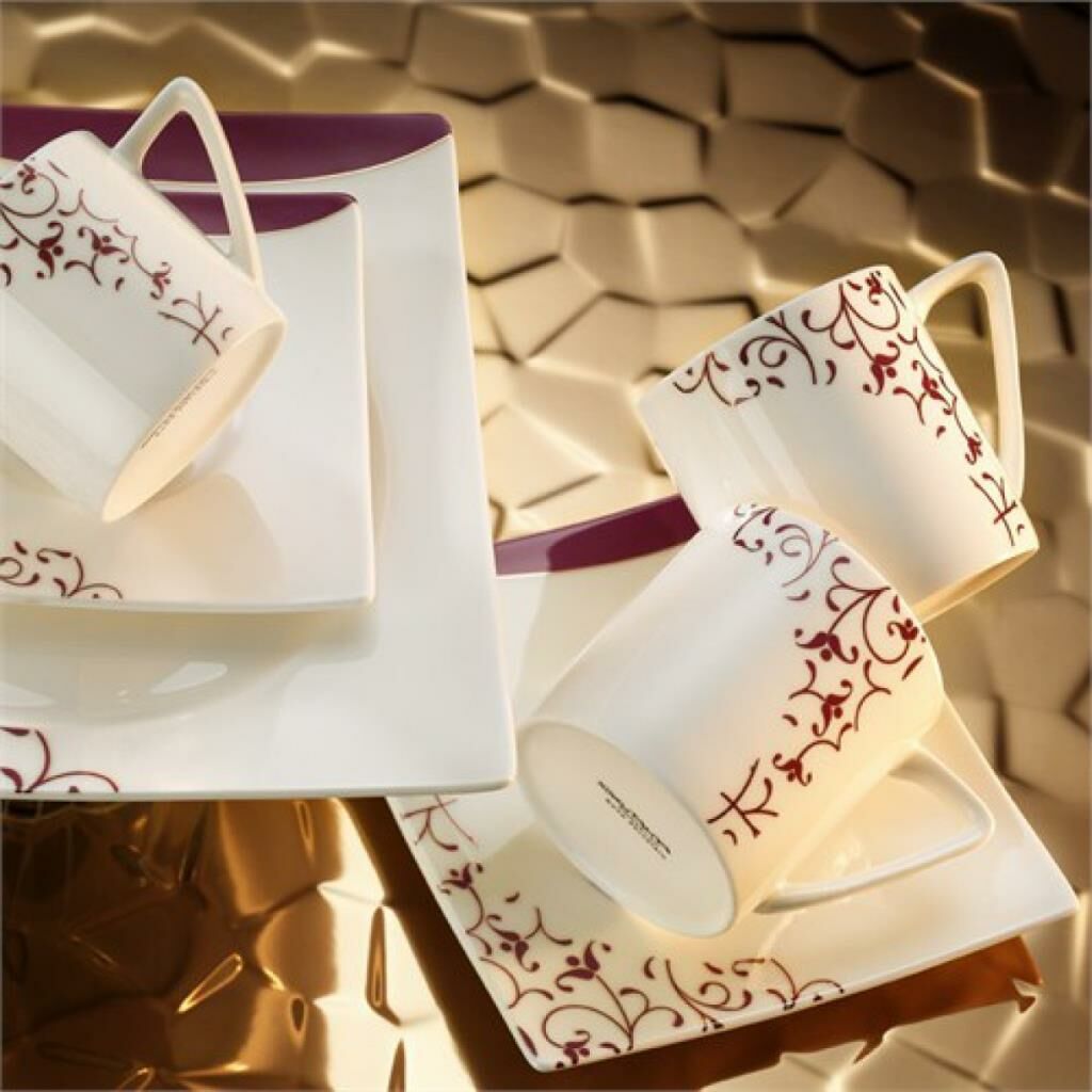 Kütahya Porselen Square Bone 84 Parça 65106 Desenli Yemek Takımı