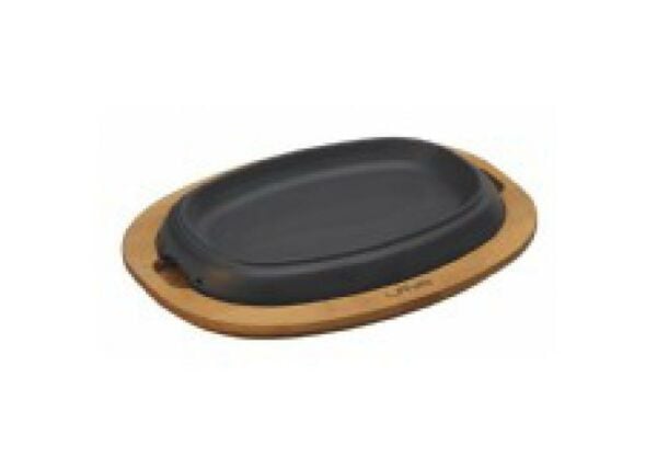 Lava Ahşap Altlıklı Oval Döküm Demir Hot Plate 26x19 cm