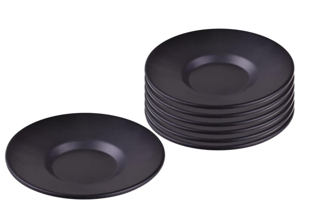 Galvaniz Çay Tabağı Siyah Renk 13 Cm 6'Lı