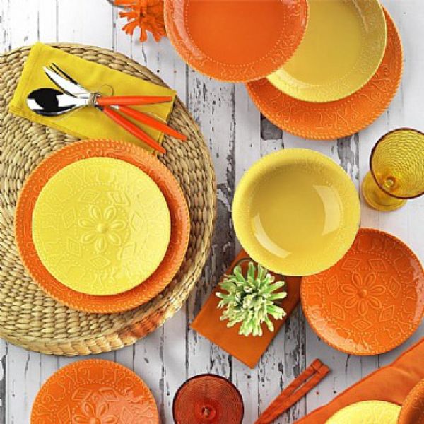 Kütahya Porselen Naturaceram Sun Flower 24 Parça Sarı Yemek Seti