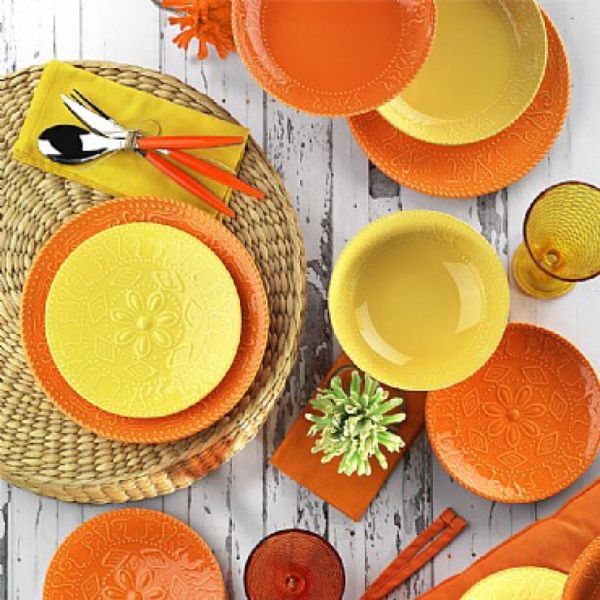 Kütahya Porselen Naturaceram Sun Flower 24 Parça Sarı Yemek Seti
