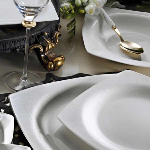 Kütahya Porselen Bone Mare 62 Parça 9559 Desenli Yemek Takımı