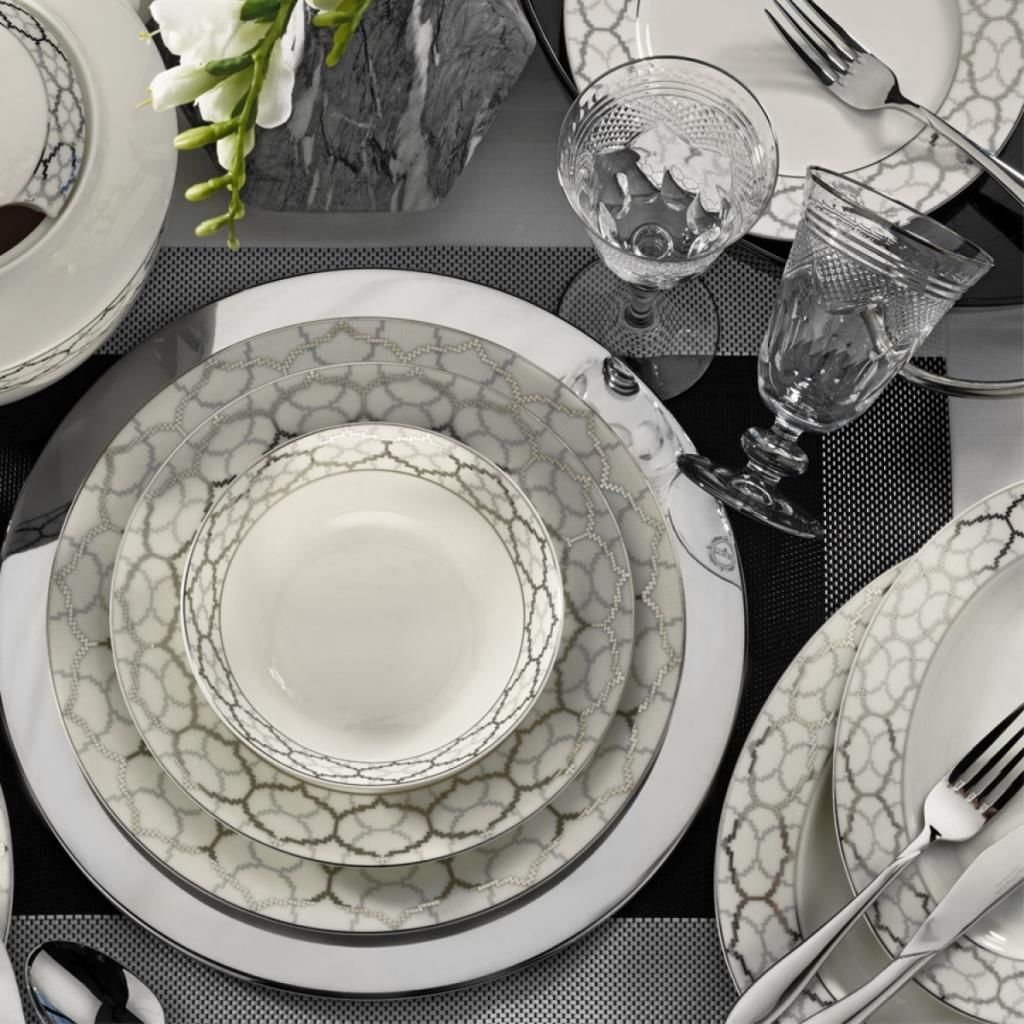Kütahya Porselen Bone Kalipso 62 Parça 9624 Desenli Yemek Takımı