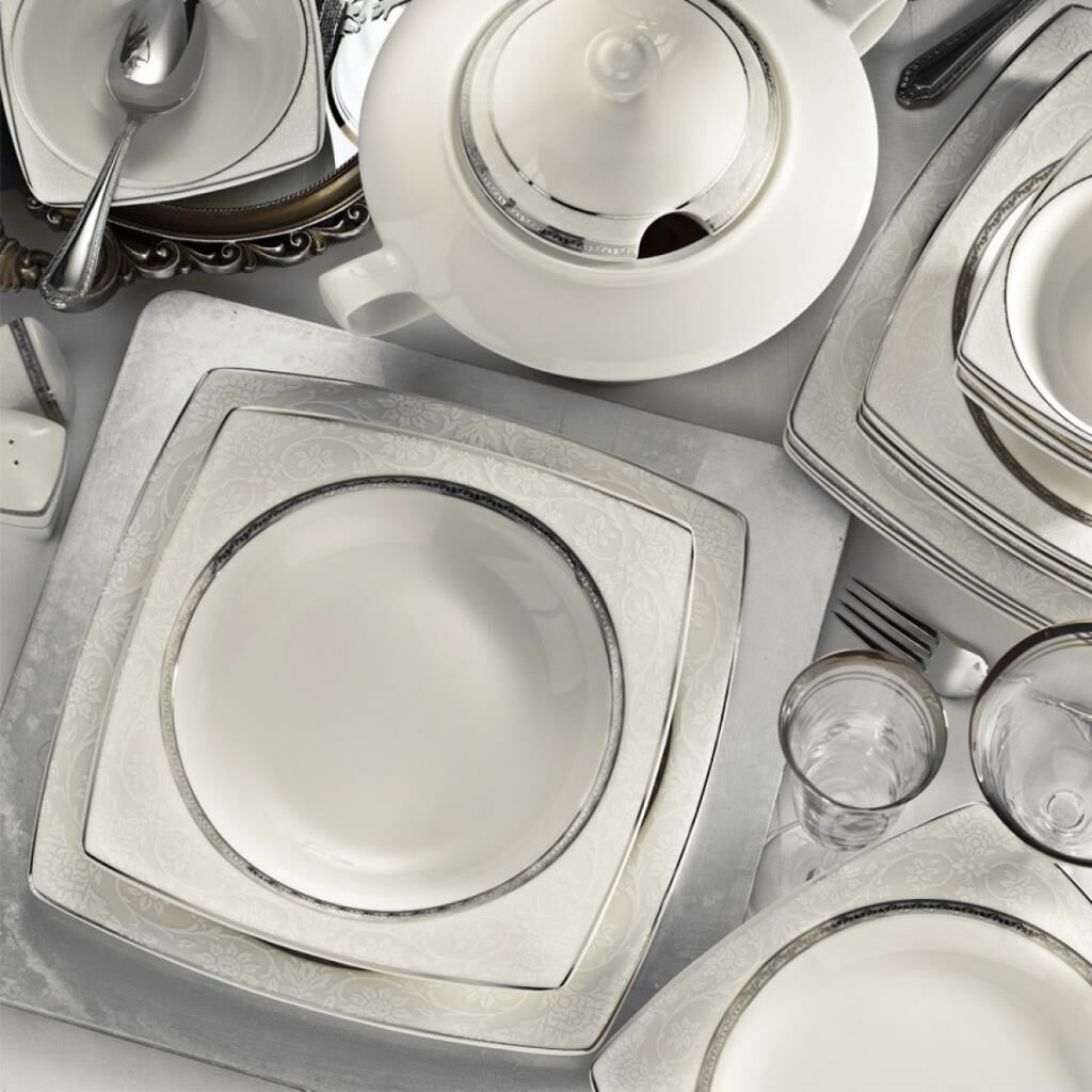 Kütahya Porselen Bone Mare 62 Parça 9620 Desenli Yemek Takımı