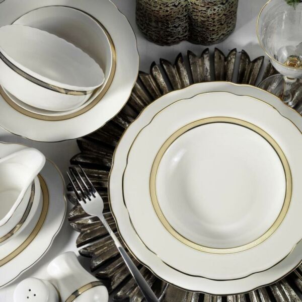 Kütahya Porselen Bone Olympos 62 Parça 9435 Desenli Yemek Takımı