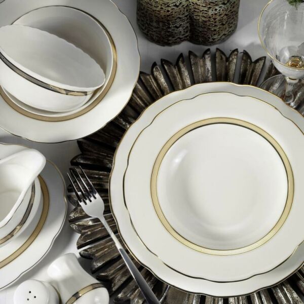 Kütahya Porselen Bone Olympos 62 Parça 9435 Desenli Yemek Takımı