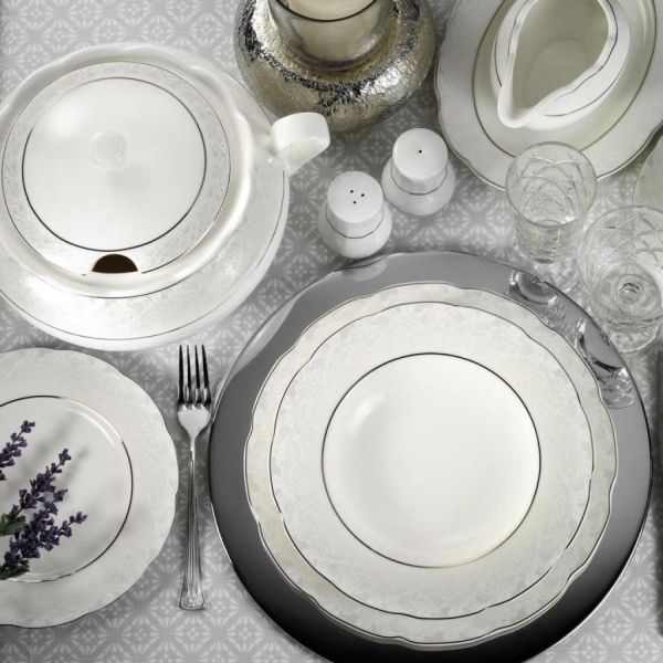 Kütahya Porselen Bone Olympos 62 Parça 9287 Desenli Yemek Takımı