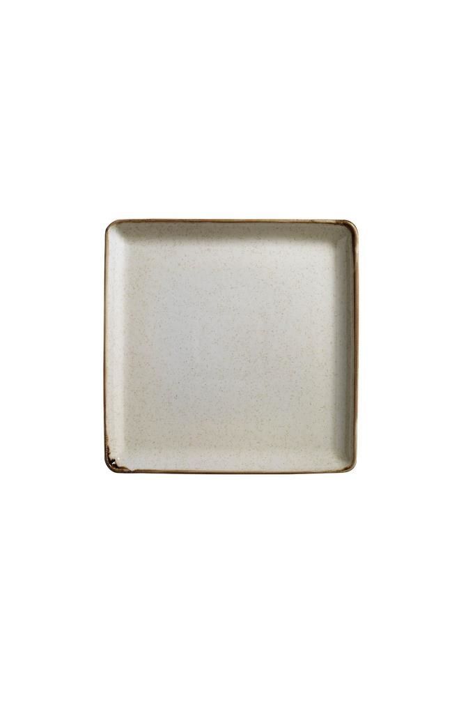 Ahşap Ayaklı Pearl Kare 23 cm Servis Tabağı Tarçın