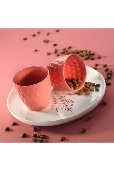 Kütahya Porselen Favo Mug 180 cc Pembe 2 li