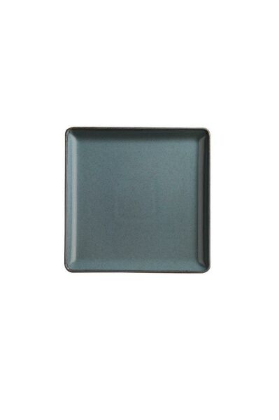Ahşap Yuvarlak Ayaklı Pearl Kare 19 cm Servis Tabağı Mavi 9 cm