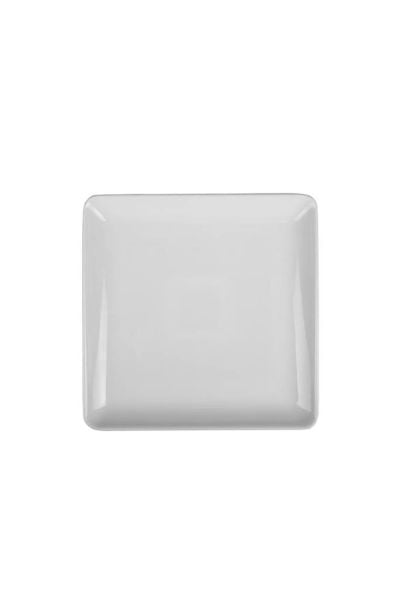 Ahşap Yuvarlak Ayaklı Kare 25 cm Servis Tabağı Beyaz 9 cm