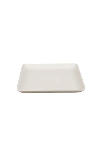 Ahşap Yuvarlak Ayaklı Kare 23 cm Servis Tabağı Beyaz 9 cm