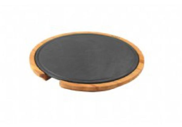 Lava Ahşap Servis Tahtası, Döküm Demir Plakalı Hot Plate Çap (Ø) 29,5 cm