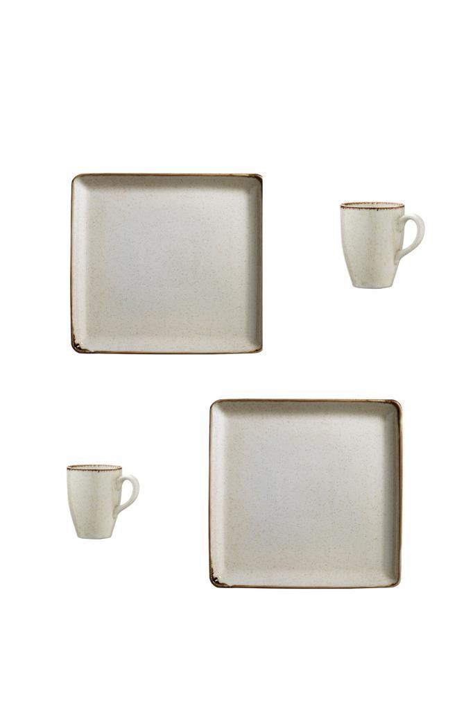 Kütahya Porselen 19 cm Kahvaltı-Pasta Tabağı ve Mug-Kupa Seti 2 kişilik 4 parça
