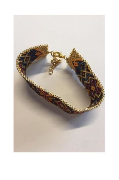 El Yapımı Etnik Kilim Desenli Dokuma Miyuki Boncuk Bileklik