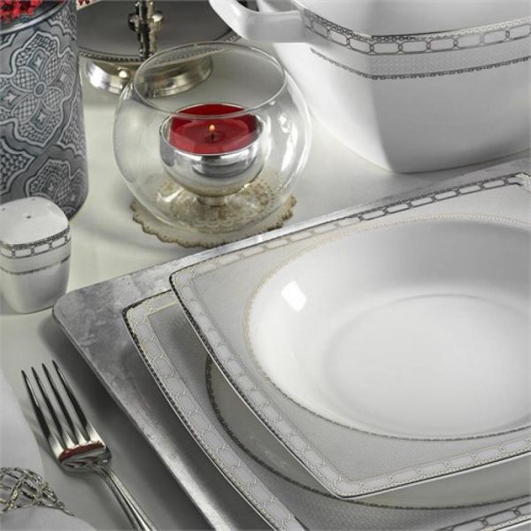 Kütahya Porselen Aliza Bone 83 Parça 66102 Desenli Yemek Takımı