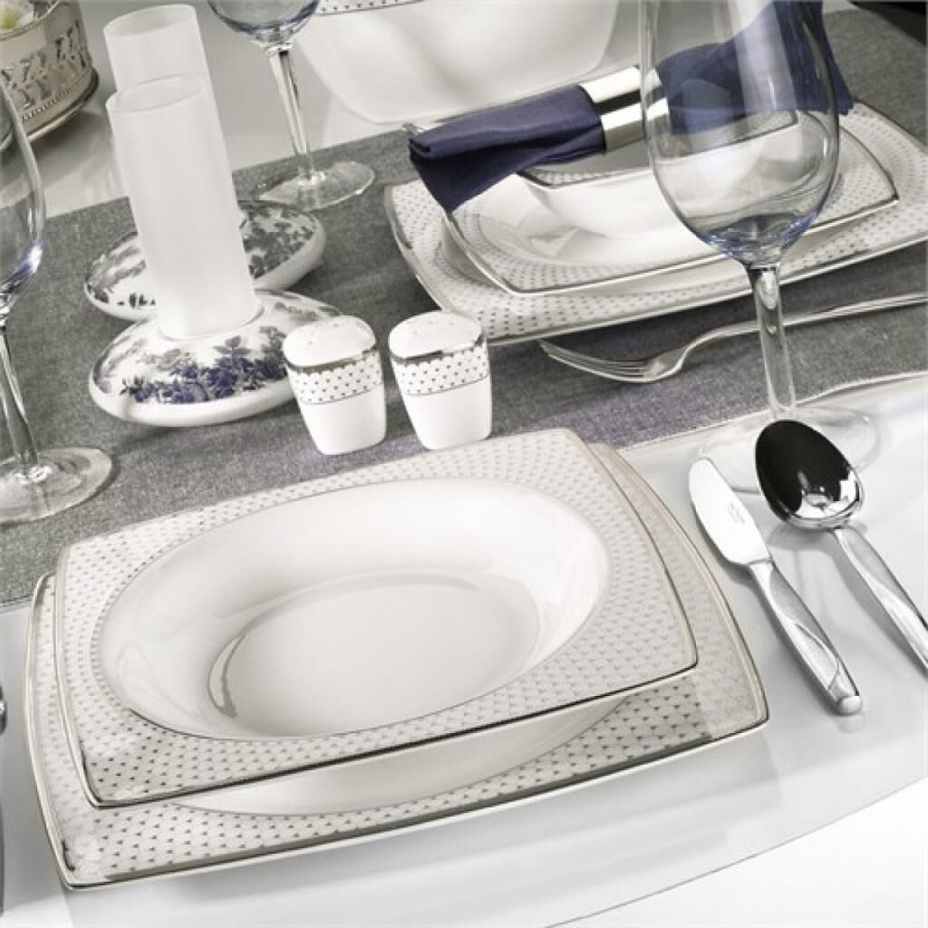 Kütahya Porselen Aliza Bone 83 Parça 66101 Desenli Yemek Takımı