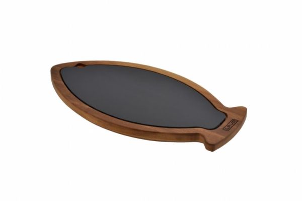 Lava Porselen Plakalı Balık Servis Tahtası 23x35 cm, İroko Ağacı