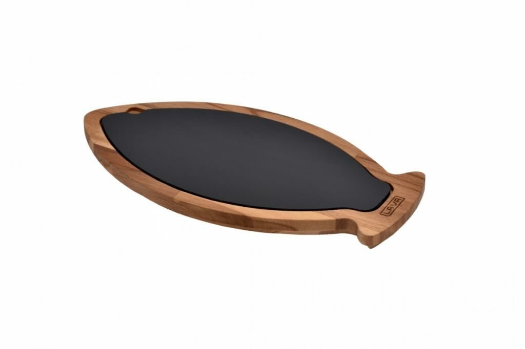Lava Ahşap Servis Tabağı Porselen Zeminli 23x35 cm İroko Ağac