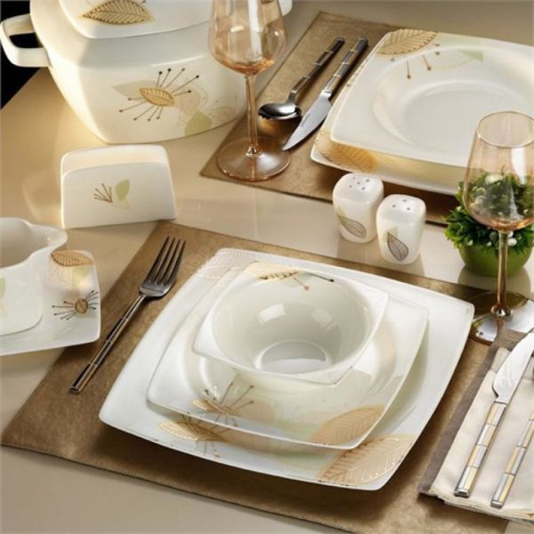 Kütahya Porselen Aliza Bone 83 Parça 65111 Desenli Yemek Takımı