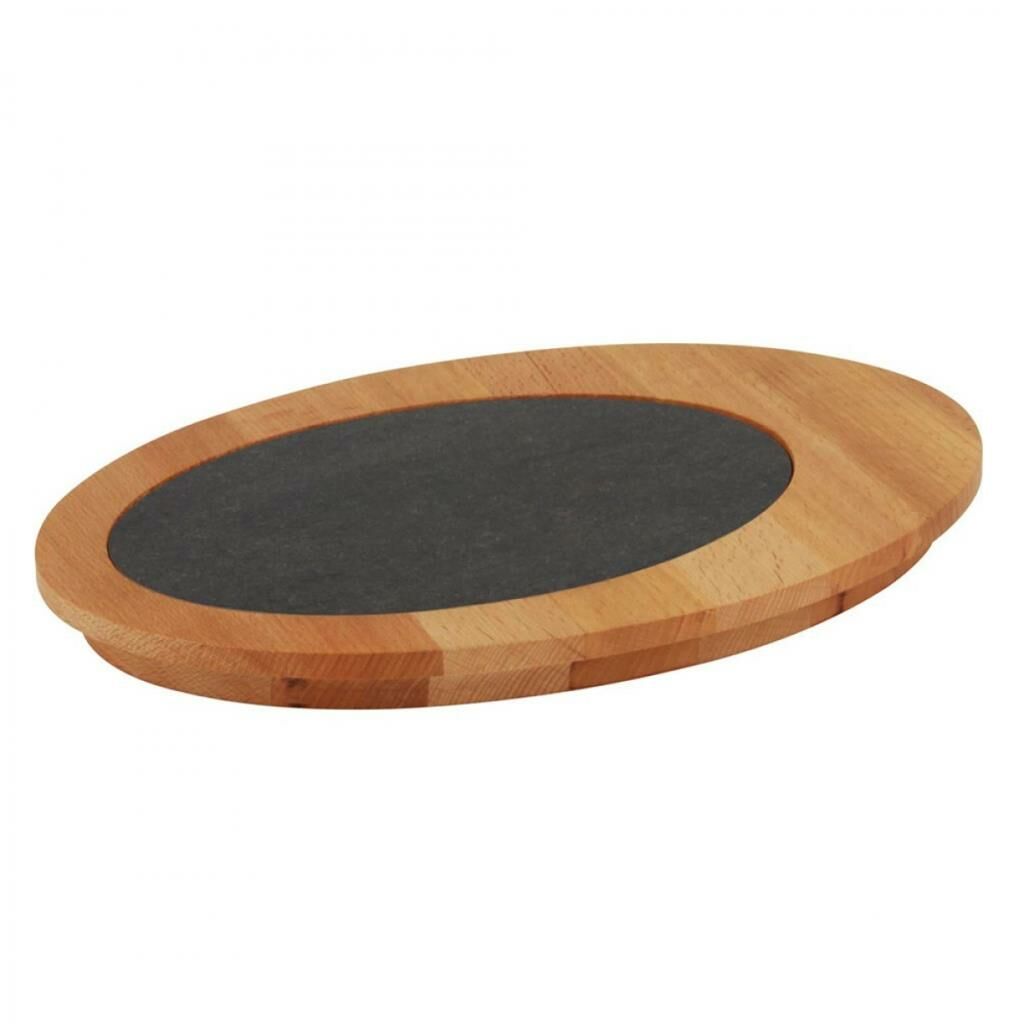 Lava Porselen Plakalı Oval Ahşap Et Tahtası Çap 25x35 cm