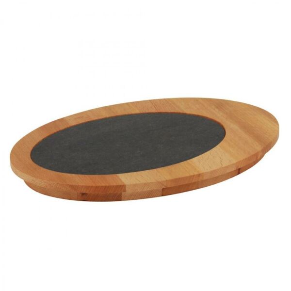 Lava Porselen Plakalı Oval Ahşap Et Tahtası Çap 25x35 cm