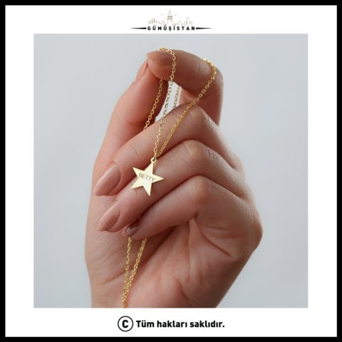 925 Ayar Gümüş Kişiye Özel Yıldız Kolye