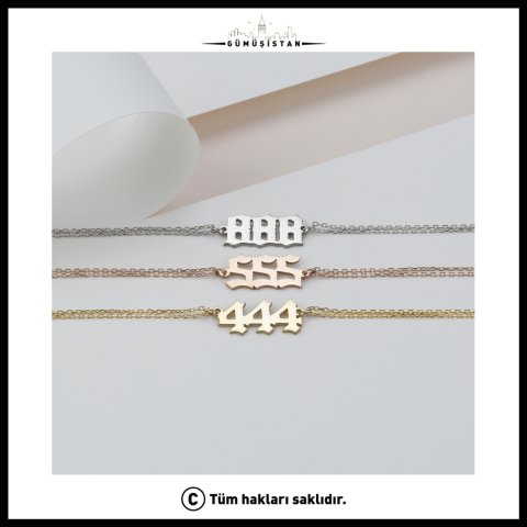 925 Ayar Gümüş Kişiye Özel Rakam Detaylı Bileklik