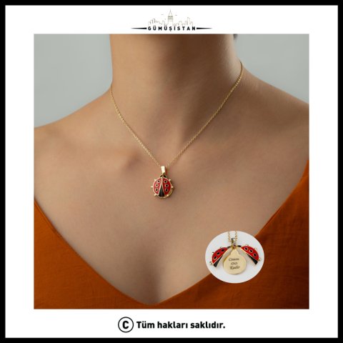 14 Ayar Altın Kaplama Açılan Uğurböceği Kolye