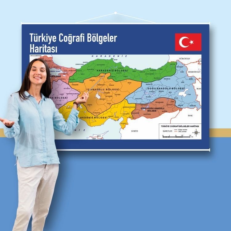 Türkiye Coğrafi Bölgeler Haritası 100X150