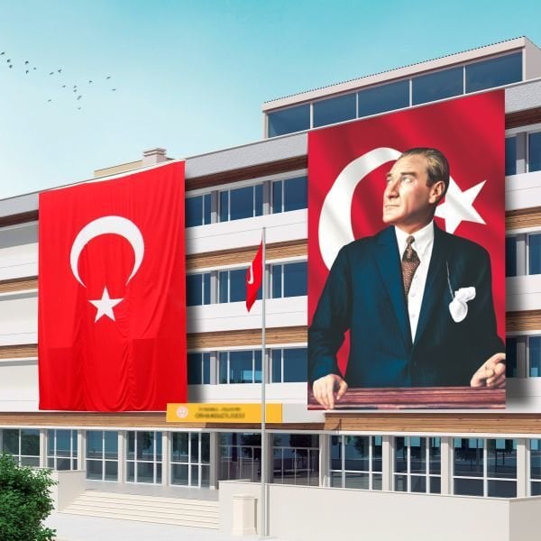 600x900 Atatürk Posteri ve Türk Bayrağı Raşel Kumaş-1