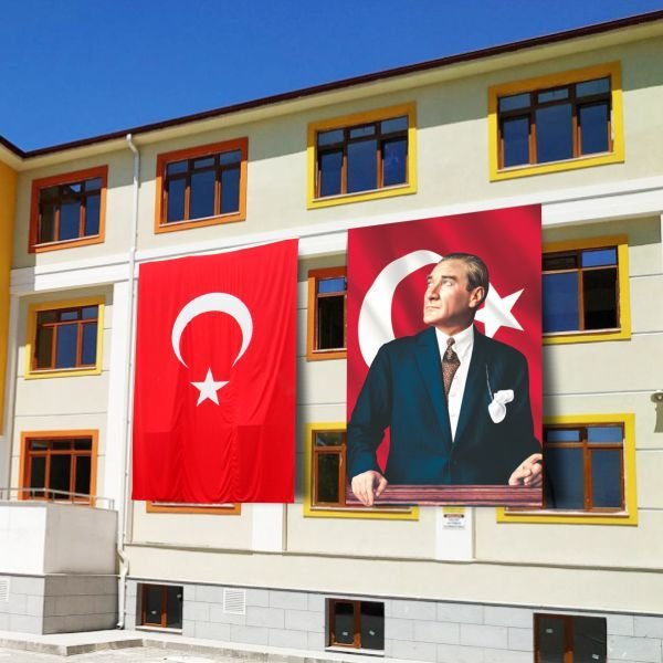 Atatürk Posteri ve Türk Bayrağı Raşel Kumaş 200X300 cm -1