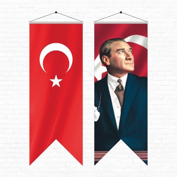 Atatürk Posteri ve Türk Bayrağı Kırlangıç 50x150 cm -1