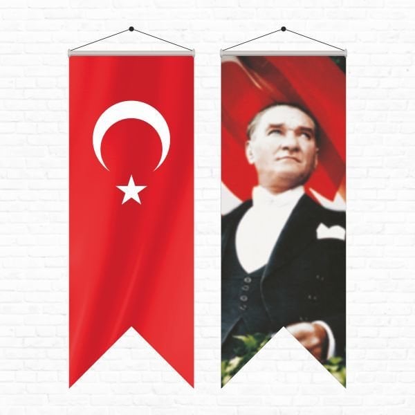 Atatürk Posteri ve Türk Bayrağı Kırlangıç 50x150 cm -2